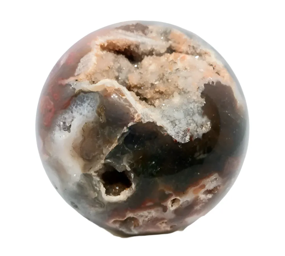 532G Red Moss Agate Crystal Sphere