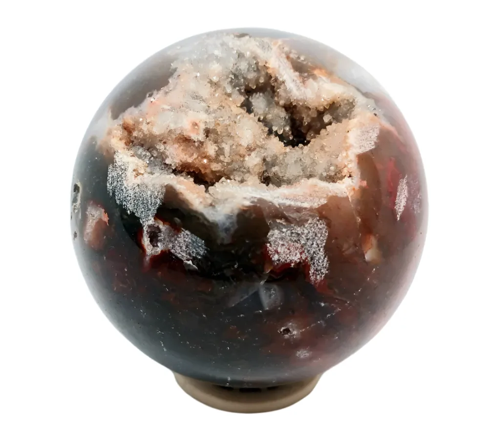 532G Red Moss Agate Crystal Sphere