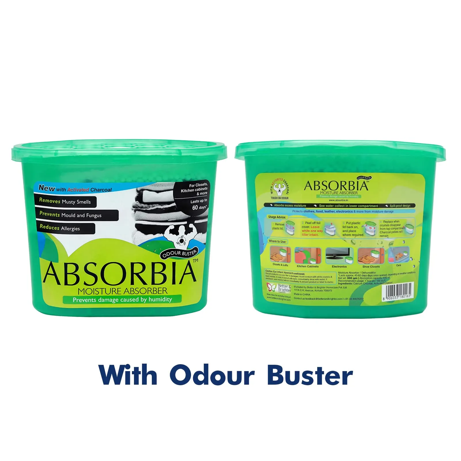 Absorbia Moisture Absorber Odour Buster with Activated Charcoal | Pack of 18 (600ml Each) | Dehumidier for Wardrobe, Cupboards Closets | Fights Against moulds‚Ä¶