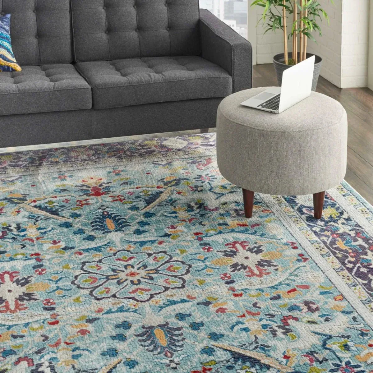 Ankara Global ANR14 Teal/Multicolor Rug