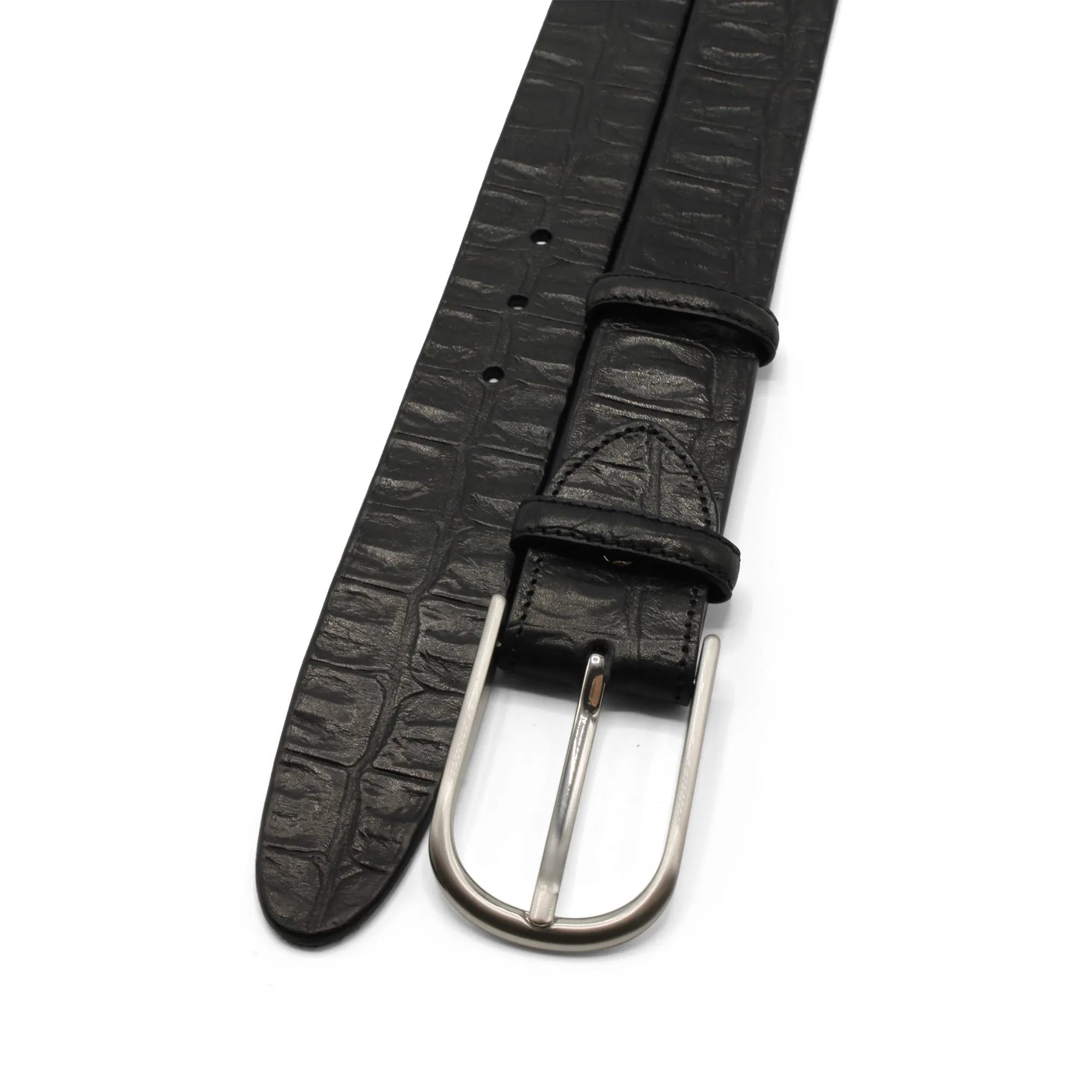 Black Supple Vintage Mock Croc Belt