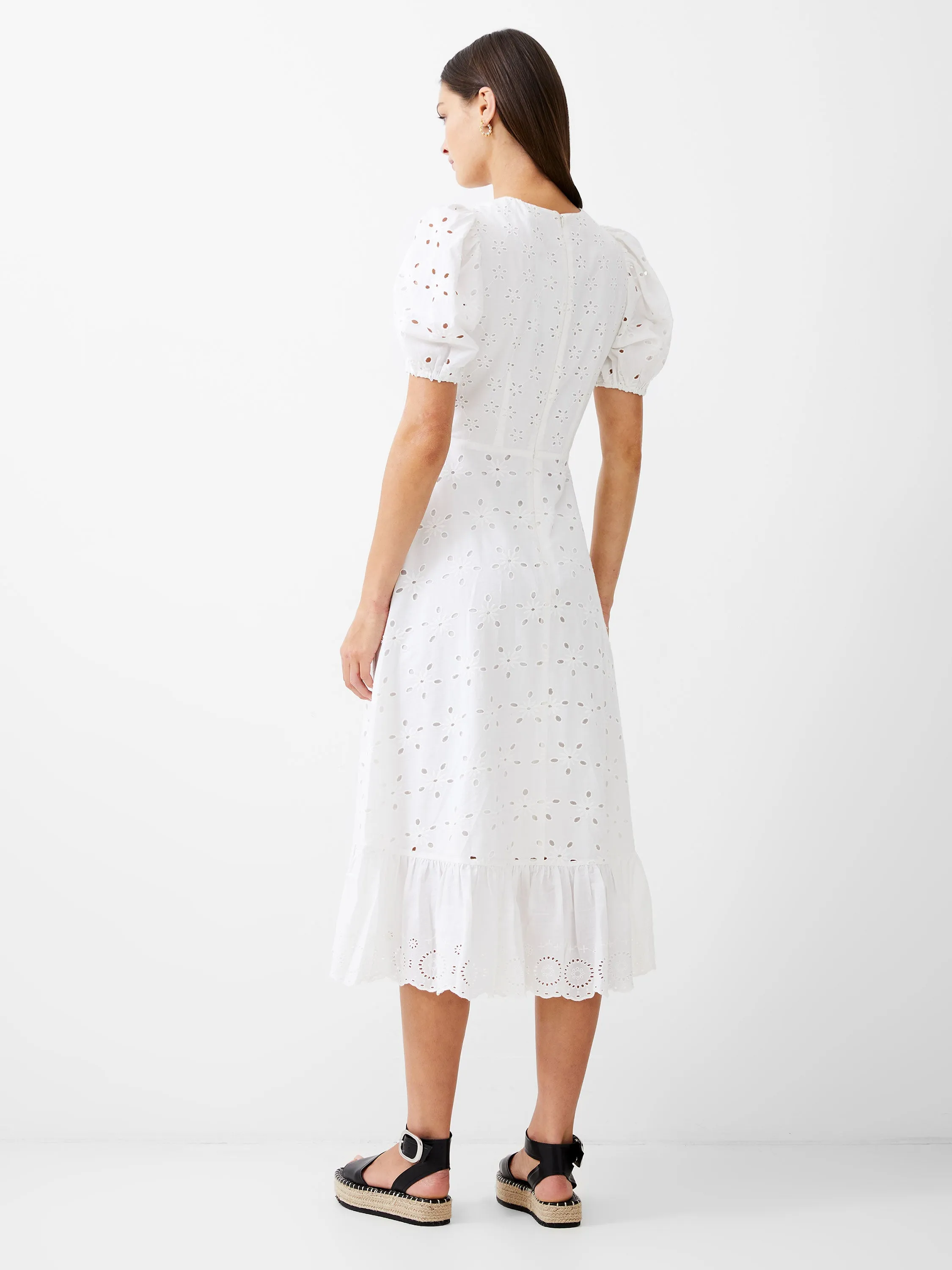 Broderie Tiered Midi Dress