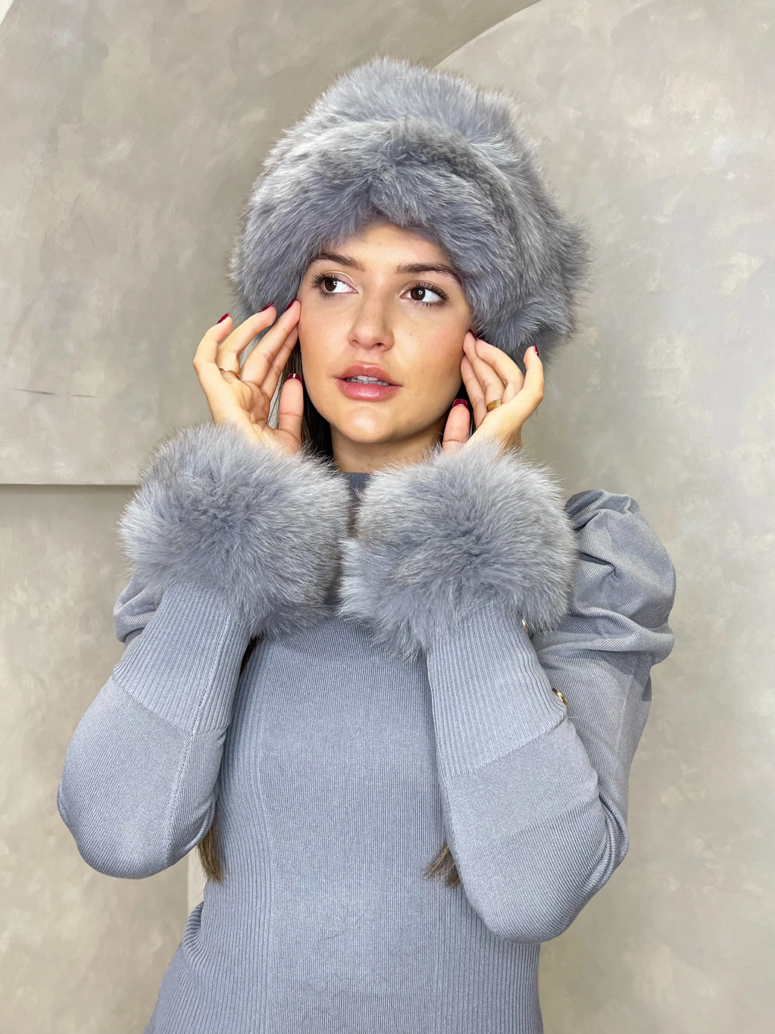 Grey Luxury Fur Hat