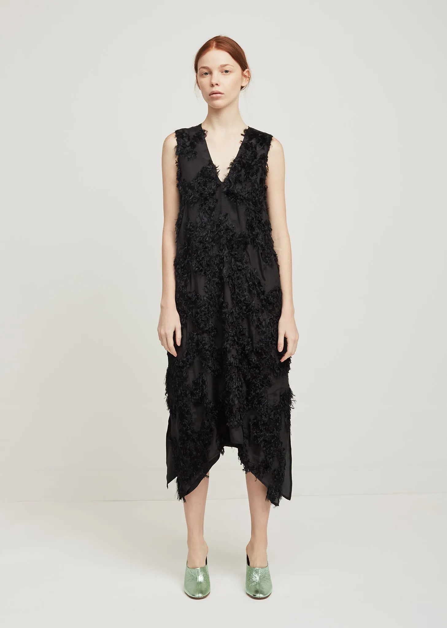 Lena Furry Deep V Dress