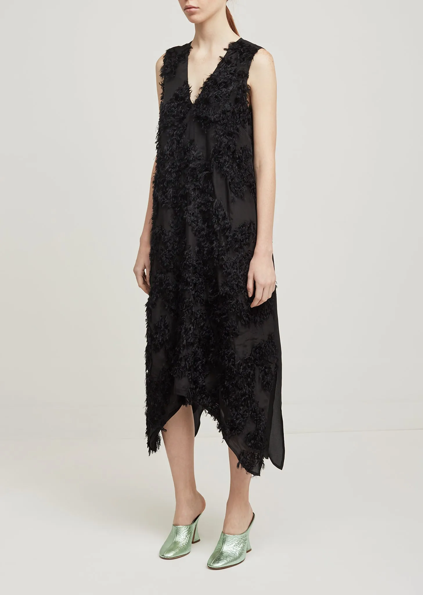 Lena Furry Deep V Dress