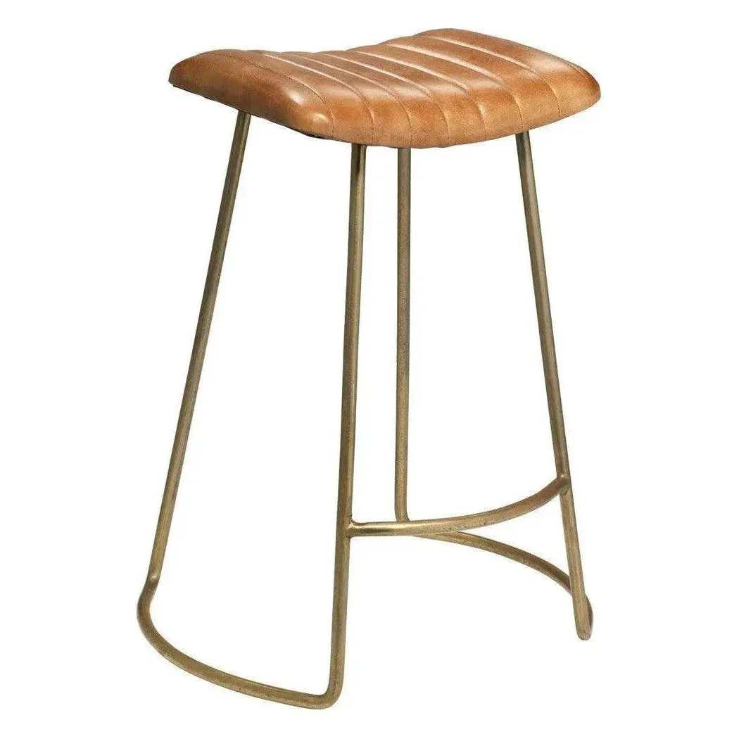 Luke Brown Buffalo Leather Counter Stool Without Back