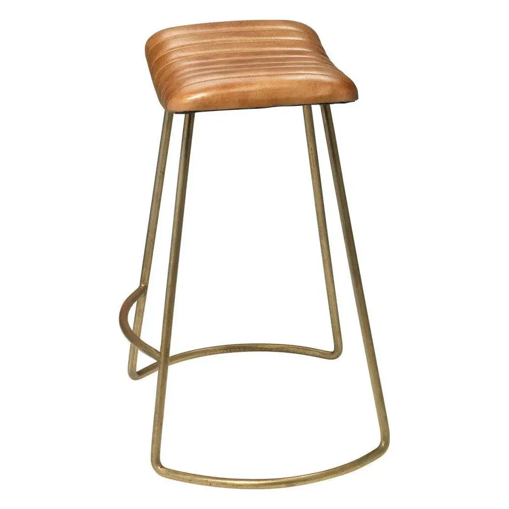 Luke Brown Buffalo Leather Counter Stool Without Back