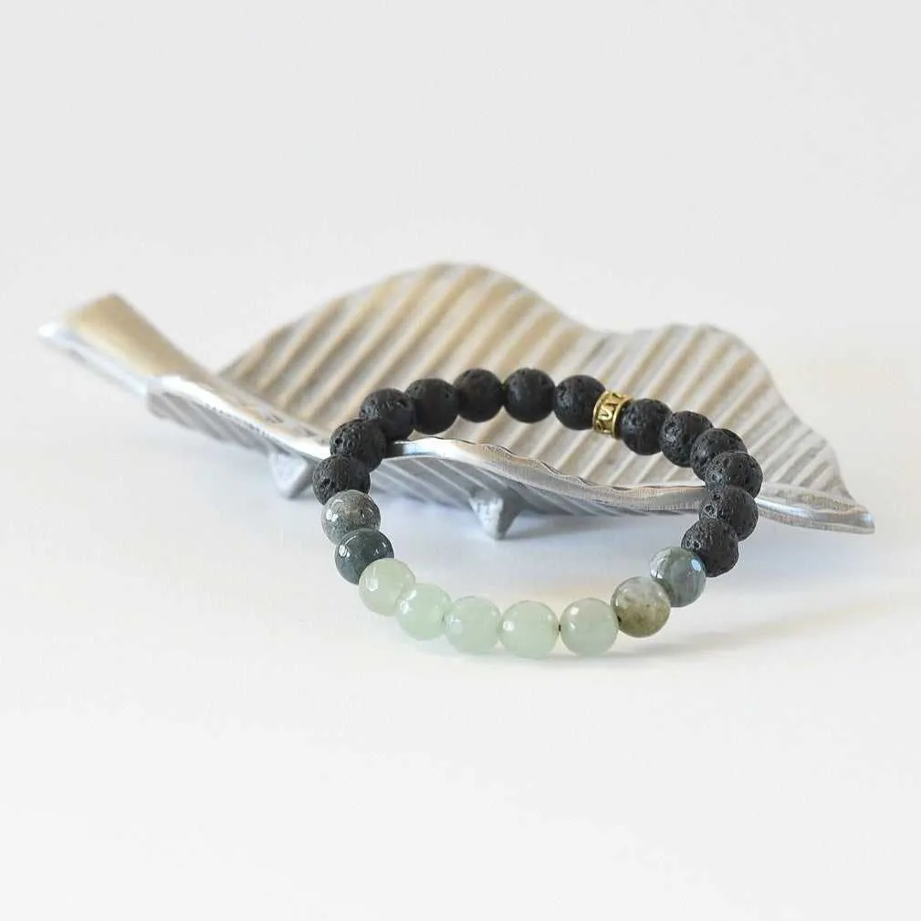 'Lush Earth' Jade, Agate, and Lava Gemstone Bracelet