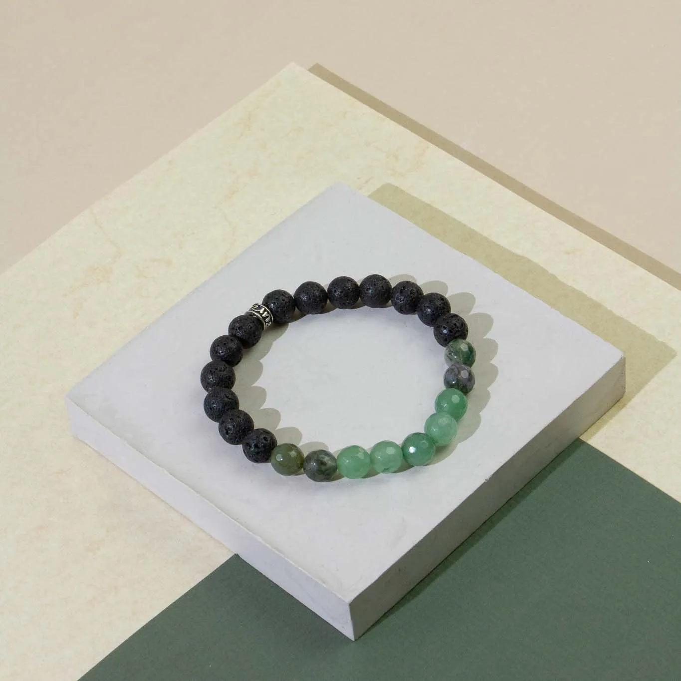 'Lush Earth' Jade, Agate, and Lava Gemstone Bracelet