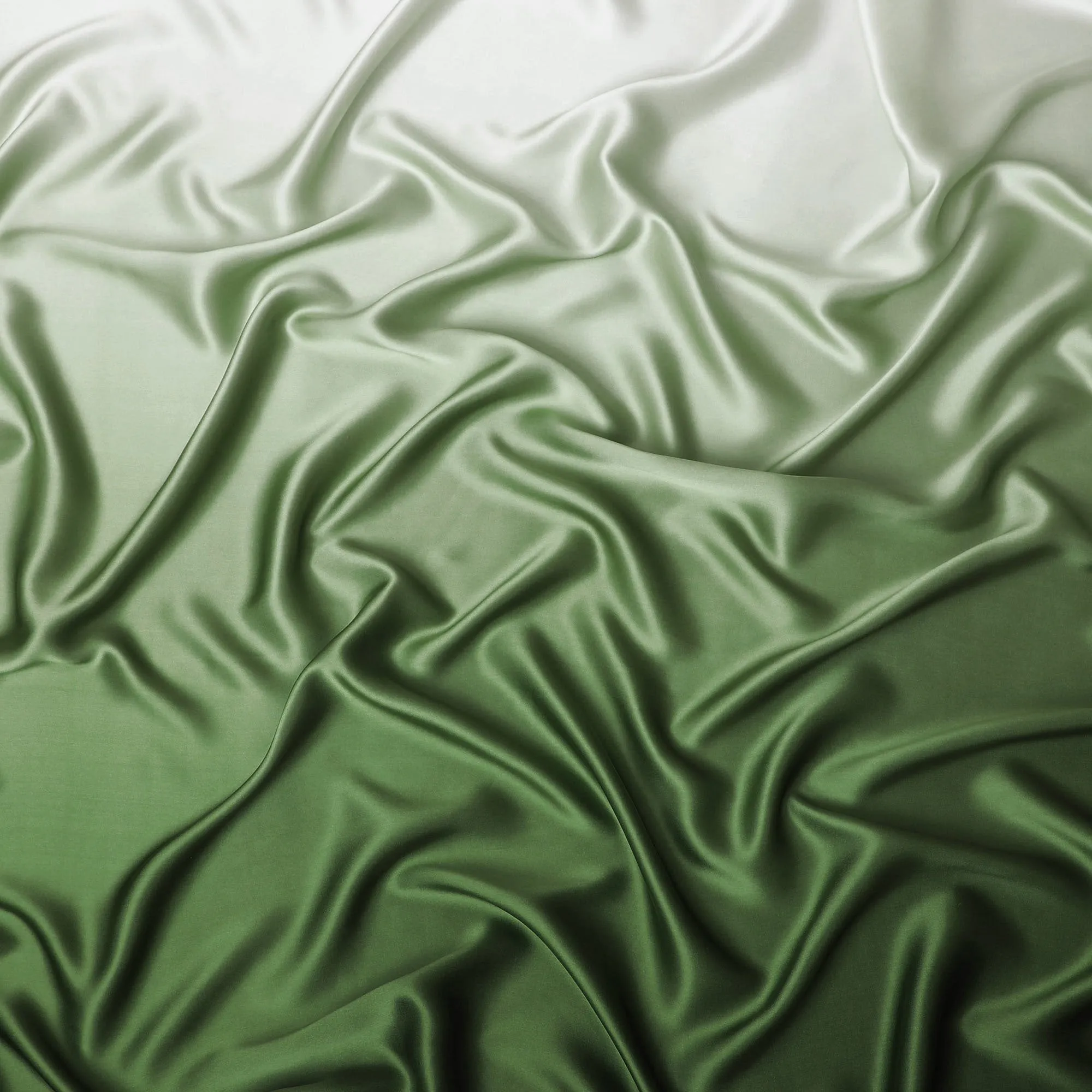 Lush Green Ombre Silk Satin Fabric, 110 cm Width - Imported from South Korea-D20244