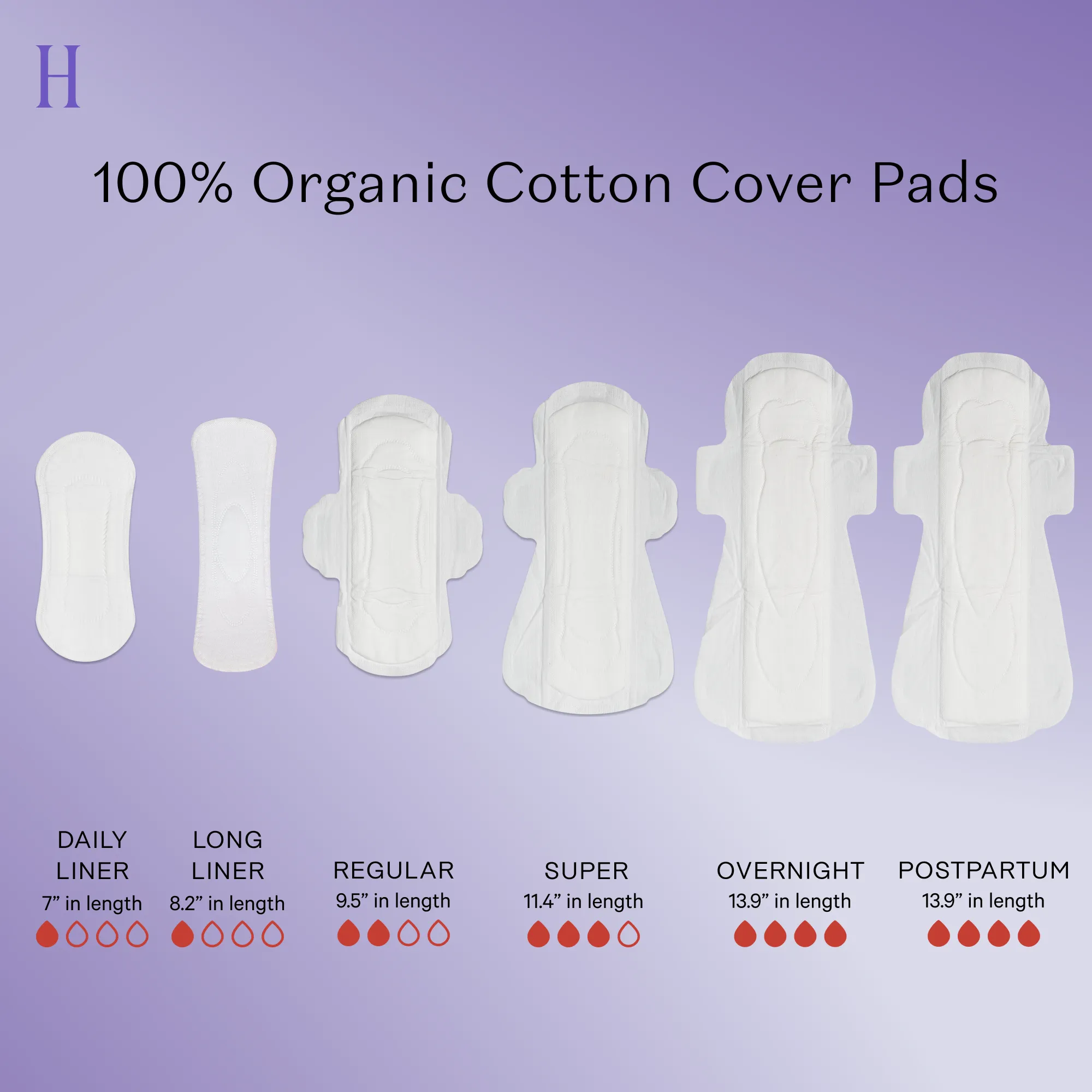 Organic Cotton Cover Overnight Pads with Wings