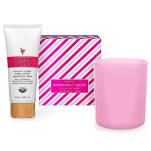 Peppermint Crème Candle   Manuka Honey Hand Cream Gift Set