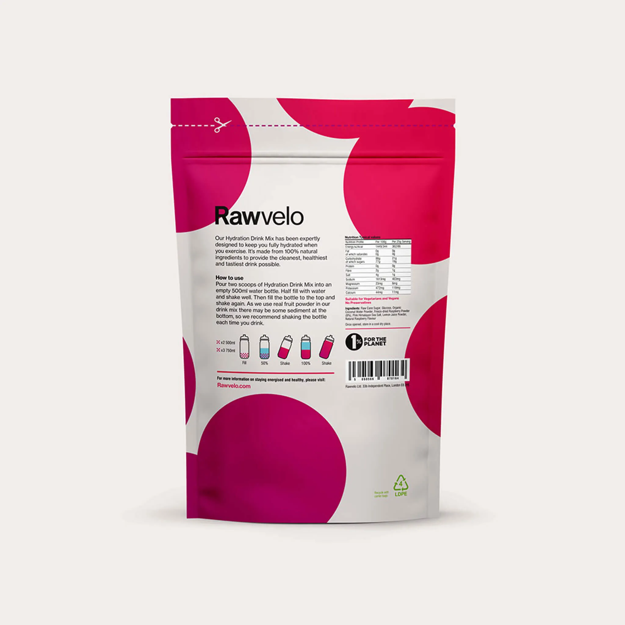 Rawvelo | Hydration Drink Mix - Raspberry - 400g Pouch