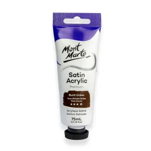 Satin Acrylic Paint Premium 75ml (2.5 US fl.oz) Tube - Burnt Umber