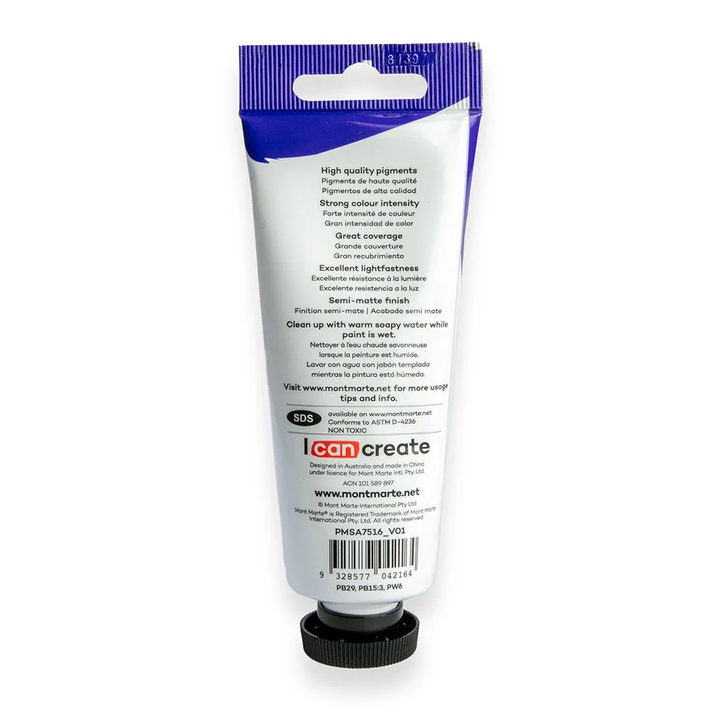 Satin Acrylic Paint Premium 75ml (2.5 US fl.oz) Tube - Cobalt Blue