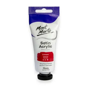 Satin Acrylic Paint Premium 75ml (2.5 US fl.oz) Tube - Crimson