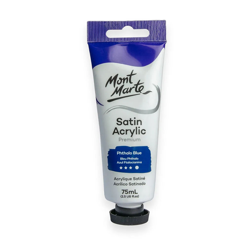 Satin Acrylic Paint Premium 75ml (2.5 US fl.oz) Tube - Phthalo Blue