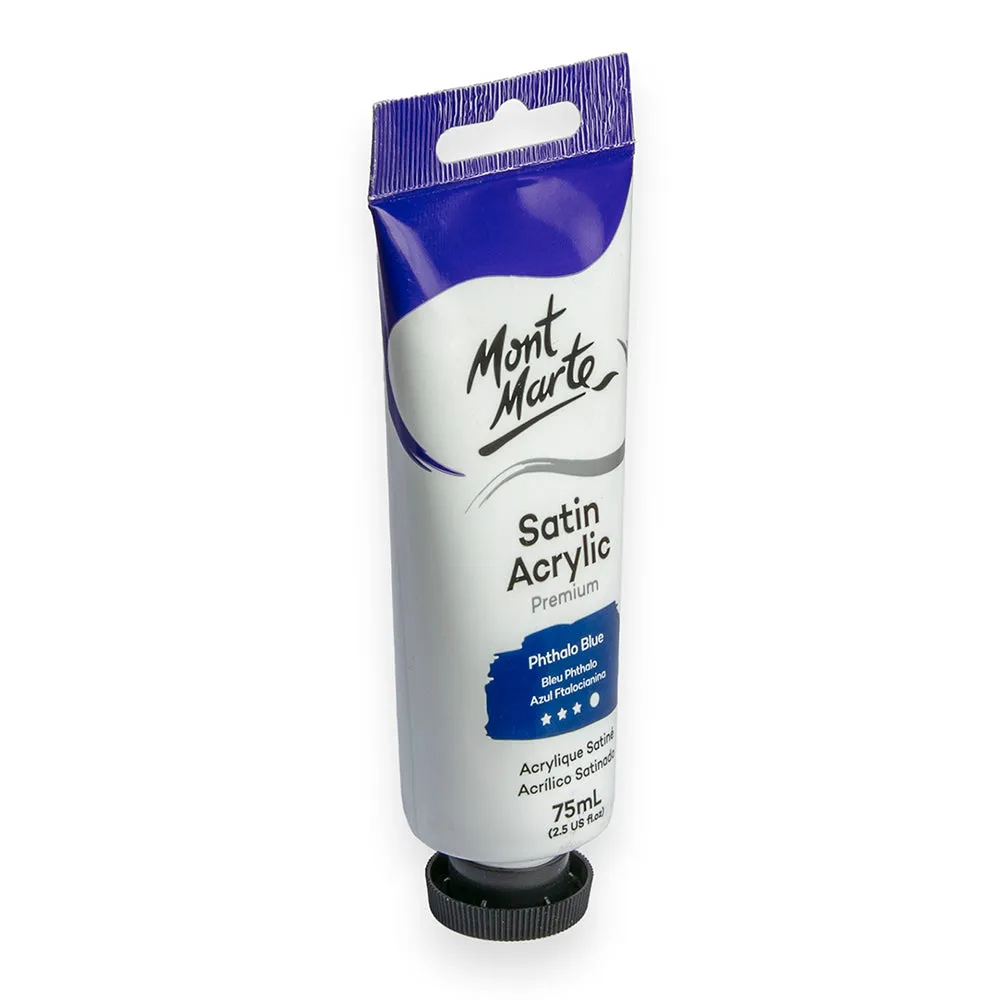 Satin Acrylic Paint Premium 75ml (2.5 US fl.oz) Tube - Phthalo Blue