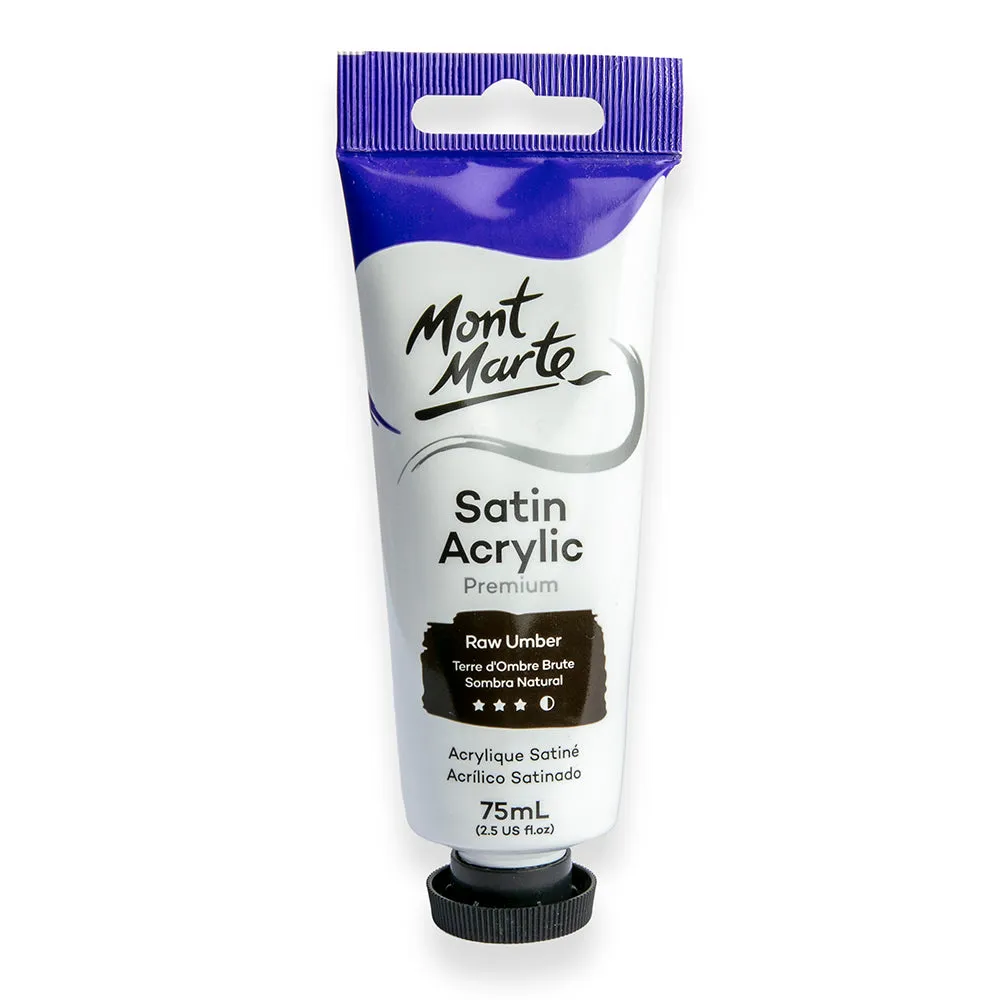 Satin Acrylic Paint Premium 75ml (2.5 US fl.oz) Tube - Raw Umber