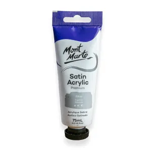 Satin Acrylic Paint Premium 75ml (2.5 US fl.oz) Tube - Silver