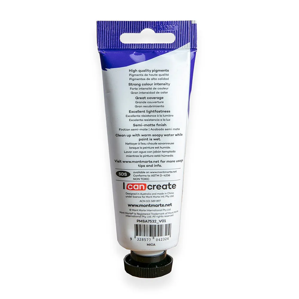 Satin Acrylic Paint Premium 75ml (2.5 US fl.oz) Tube - Silver