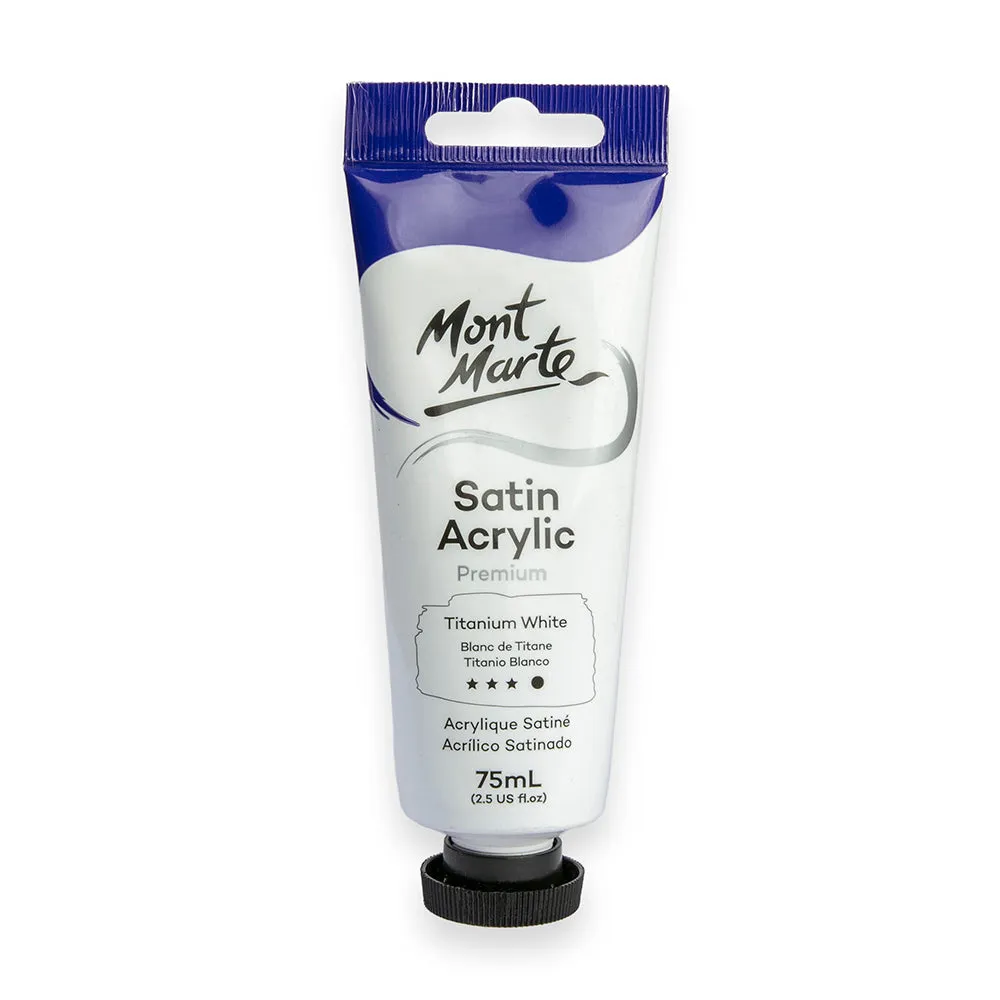 Satin Acrylic Paint Premium 75ml (2.5 US fl.oz) Tube - Titanium White