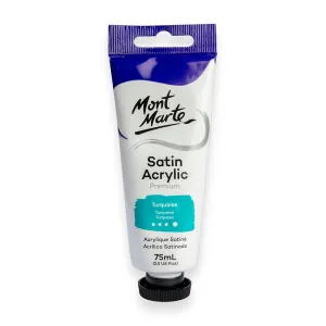 Satin Acrylic Paint Premium 75ml (2.5 US fl.oz) Tube - Turquoise