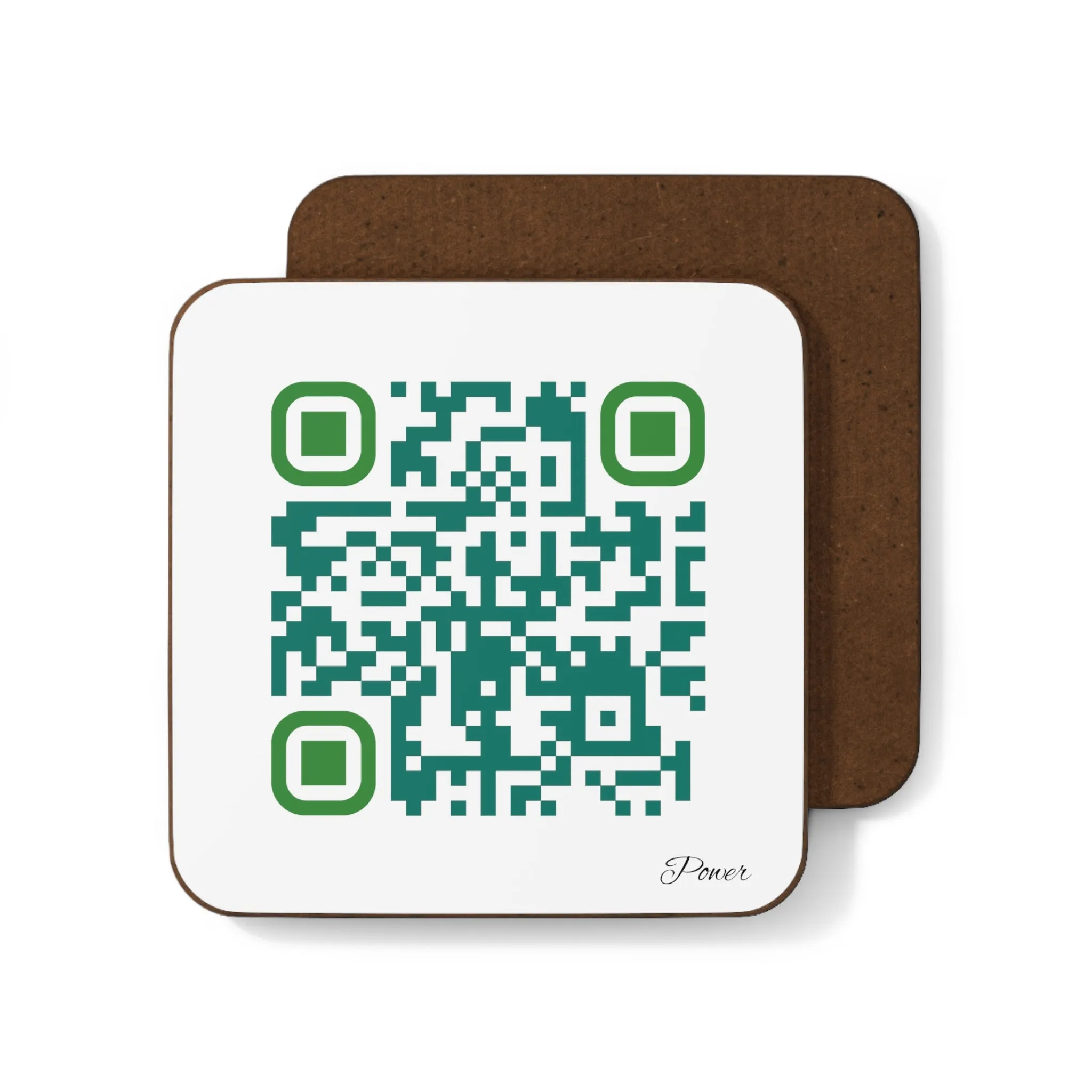 Single QR Code 1 piece Hardboard Back Coaster - Be Powerful and Determined