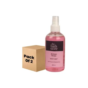 The Bath Store British Rose Body Mist - Refreshing Fragrance (Women and Men) | Long-Lasting Scent - 200ml (Pack of 2)