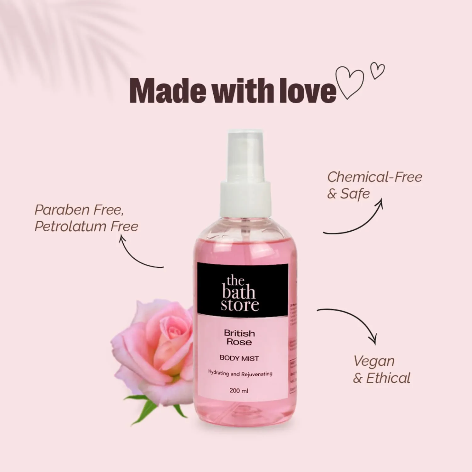 The Bath Store British Rose Body Mist - Refreshing Fragrance (Women and Men) | Long-Lasting Scent - 200ml (Pack of 2)