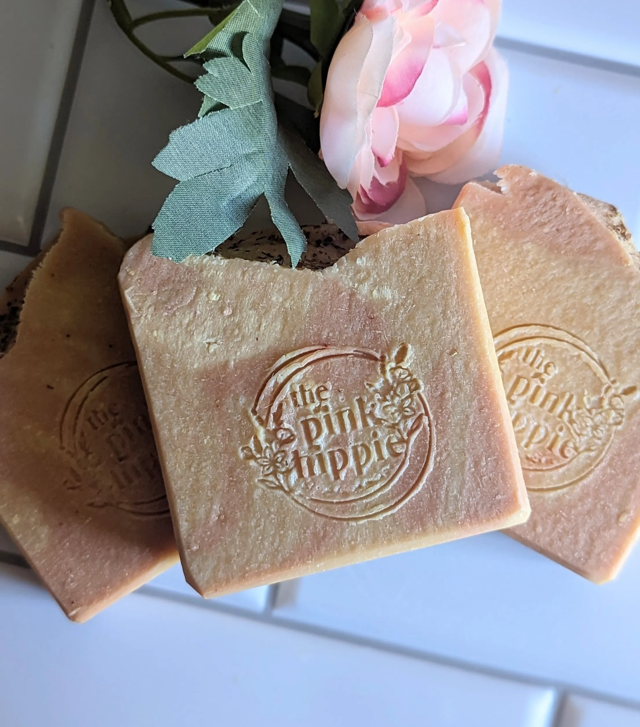 The Pink Hippie Goat Milk Soap Bar 4.5 oz Anxiety Free Essential Oil Blend Patchouli, Geranium, Ylang Ylang