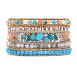 Turquoise Jasper Beaded Wrap Bracelet by Free Spirit